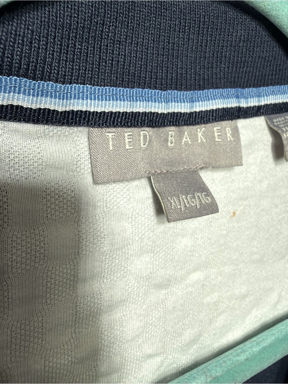 Ted Baker Mens Short Sleeve Textured Polo Navy Size XL Golf Prep Preppy Casual - Picture 5 of 5